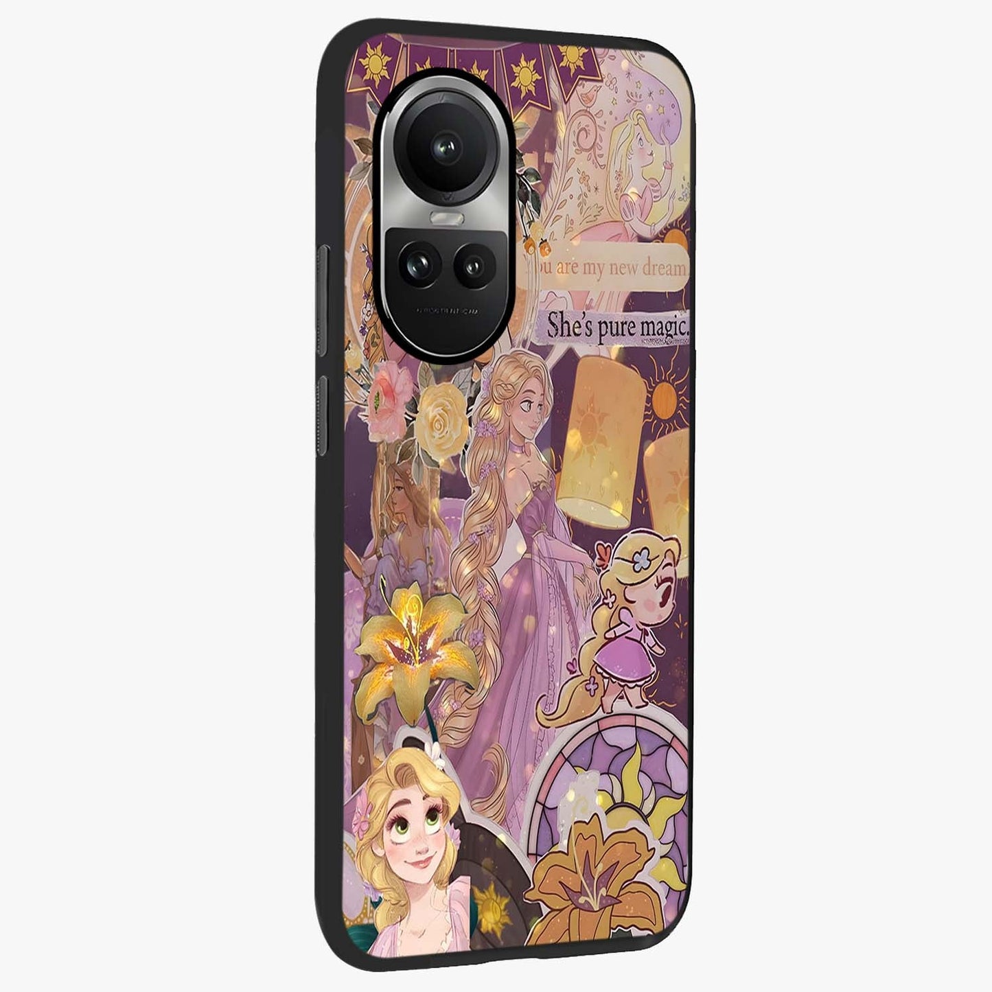 Magical Tangled Dream Glass Case upright view showcasing enchanting artistic artwork with dreamy fantasy theme.