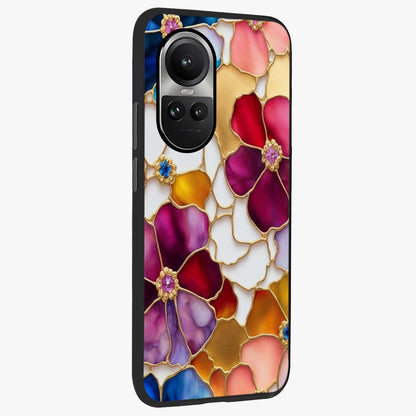Marble Flower Pattern Glass Case upright view showcasing decorative marble flower artwork with refined style.