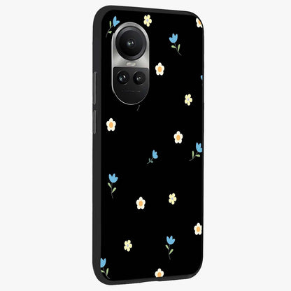 Minimal Petal Whispers Glass Case upright view showcasing elegant floral artwork with modern minimalist style.