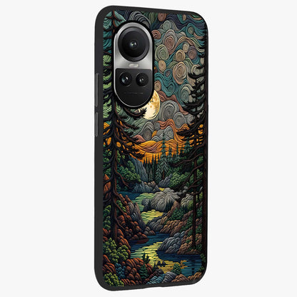 Moonlight Forest Dream Glass Case upright view showcasing magical forest artwork with calm night theme.