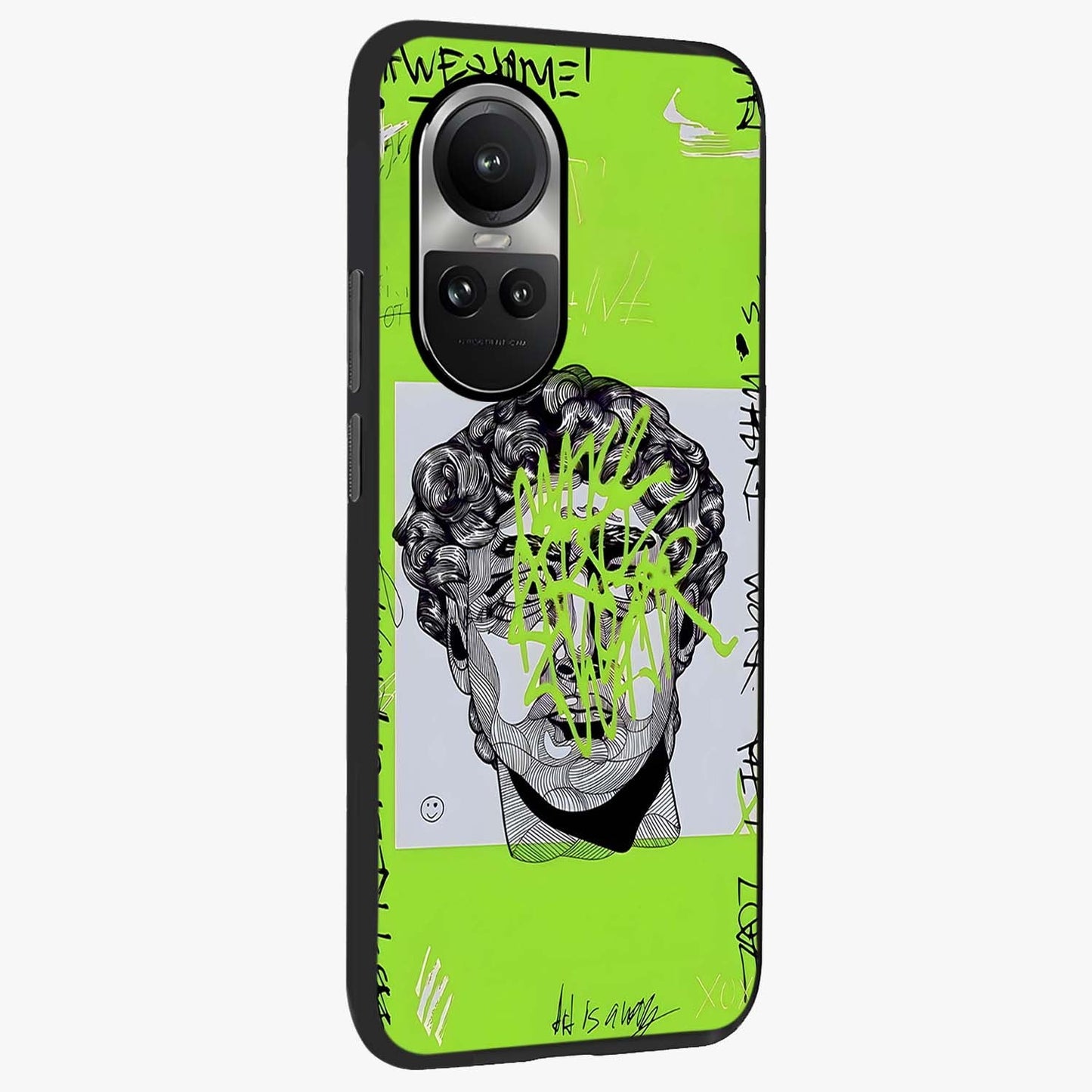 Neo Graffiti Rebellion Glass Case upright view showcasing colorful graffiti artwork with bold modern street style.