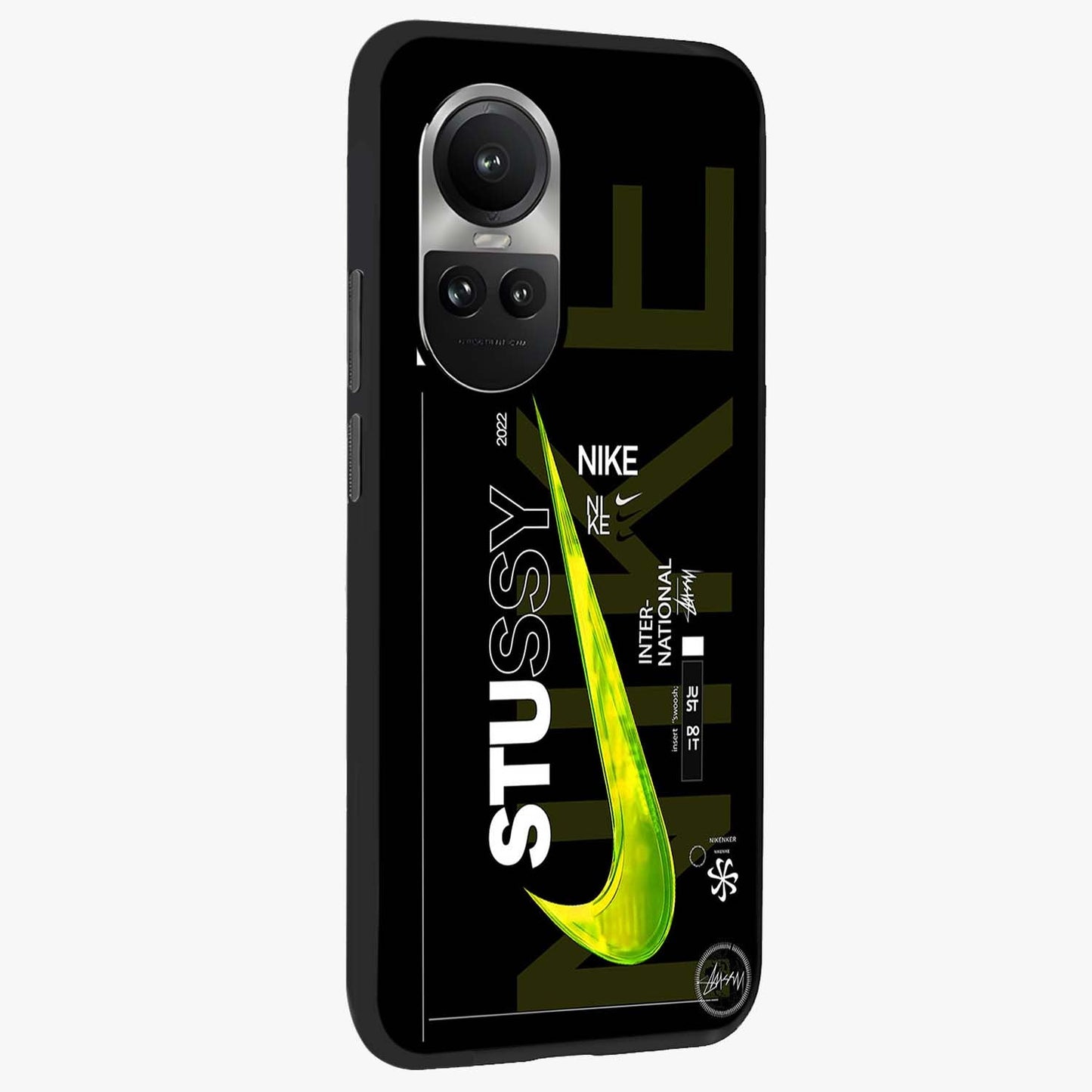 Neon Street Edition Glass Case upright view showcasing colorful neon artwork with modern street culture theme.