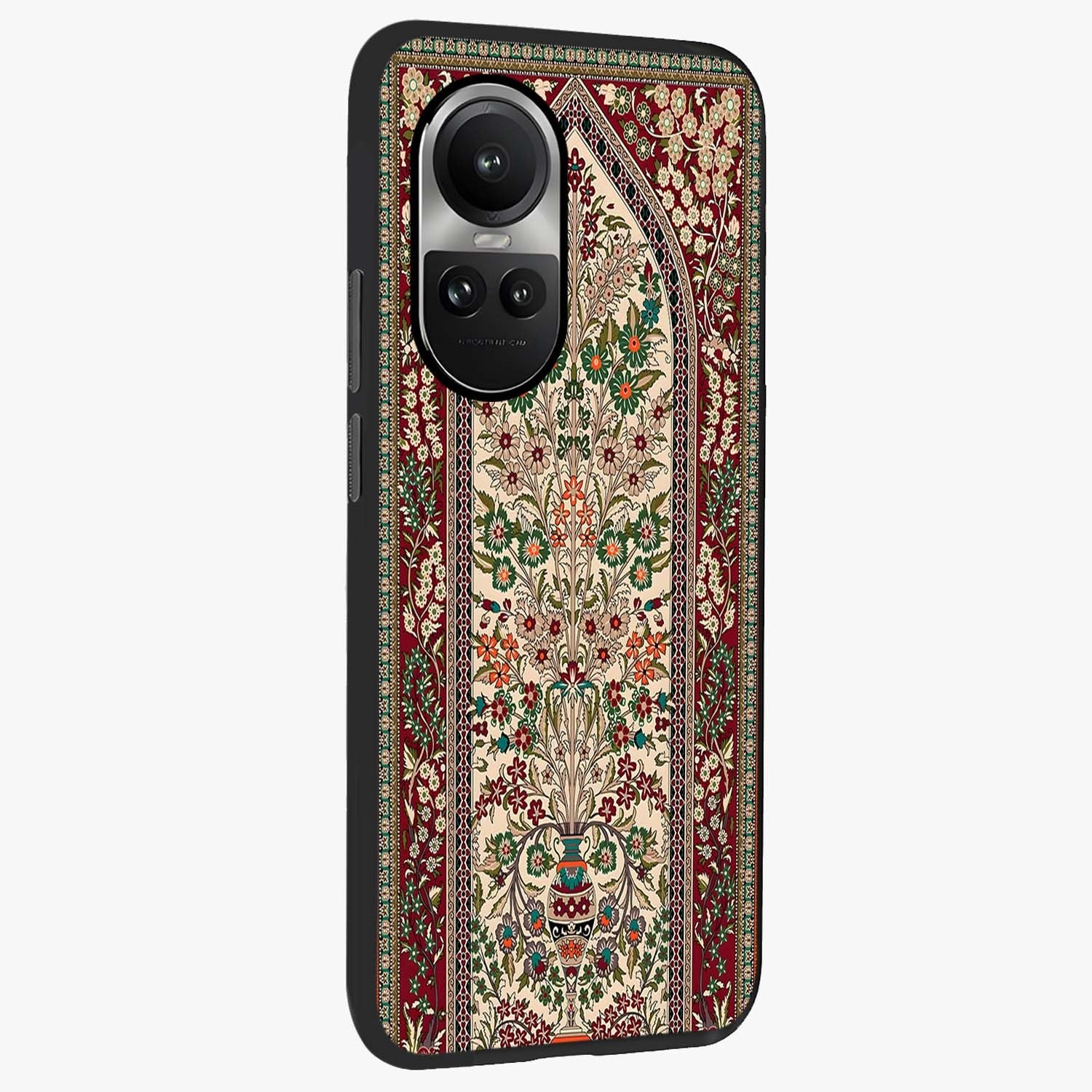 Persian Inspired Glass Case upright view showcasing decorative Persian artwork with rich heritage theme.