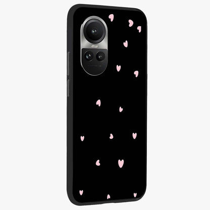 Pink Love Drops Glass Case upright view showcasing charming heart drop artwork with romantic playful theme.