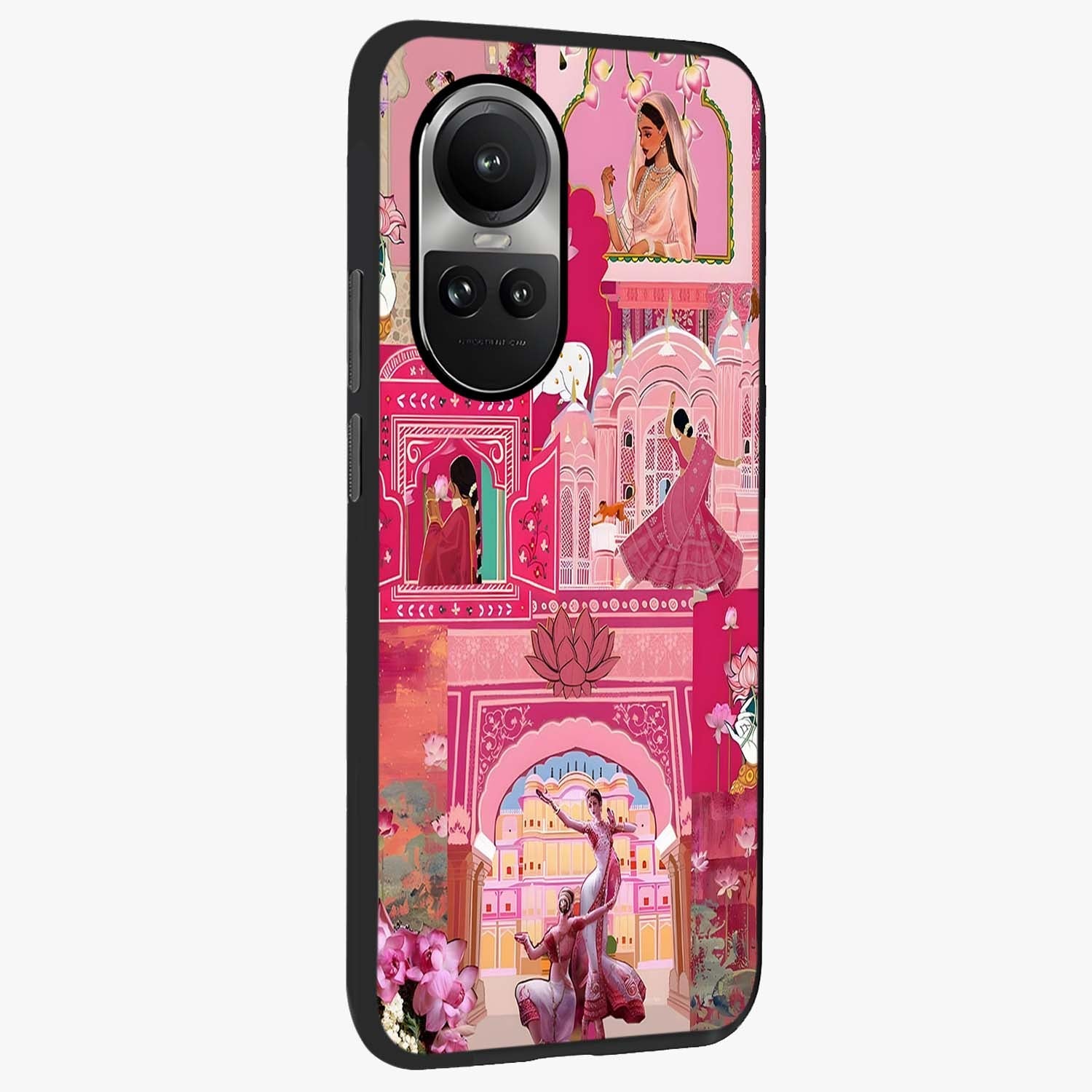 Pink Palace Muse Glass Case upright view showcasing artistic palace artwork with graceful royal theme.