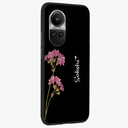 Riching Lavender Flower Custom Name Glass Case upright view showcasing elegant lavender floral artwork with personalized aesthetic.