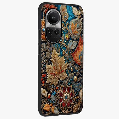 Royal Jewel Garden Glass Case upright view showcasing rich floral artwork with luxurious garden theme.