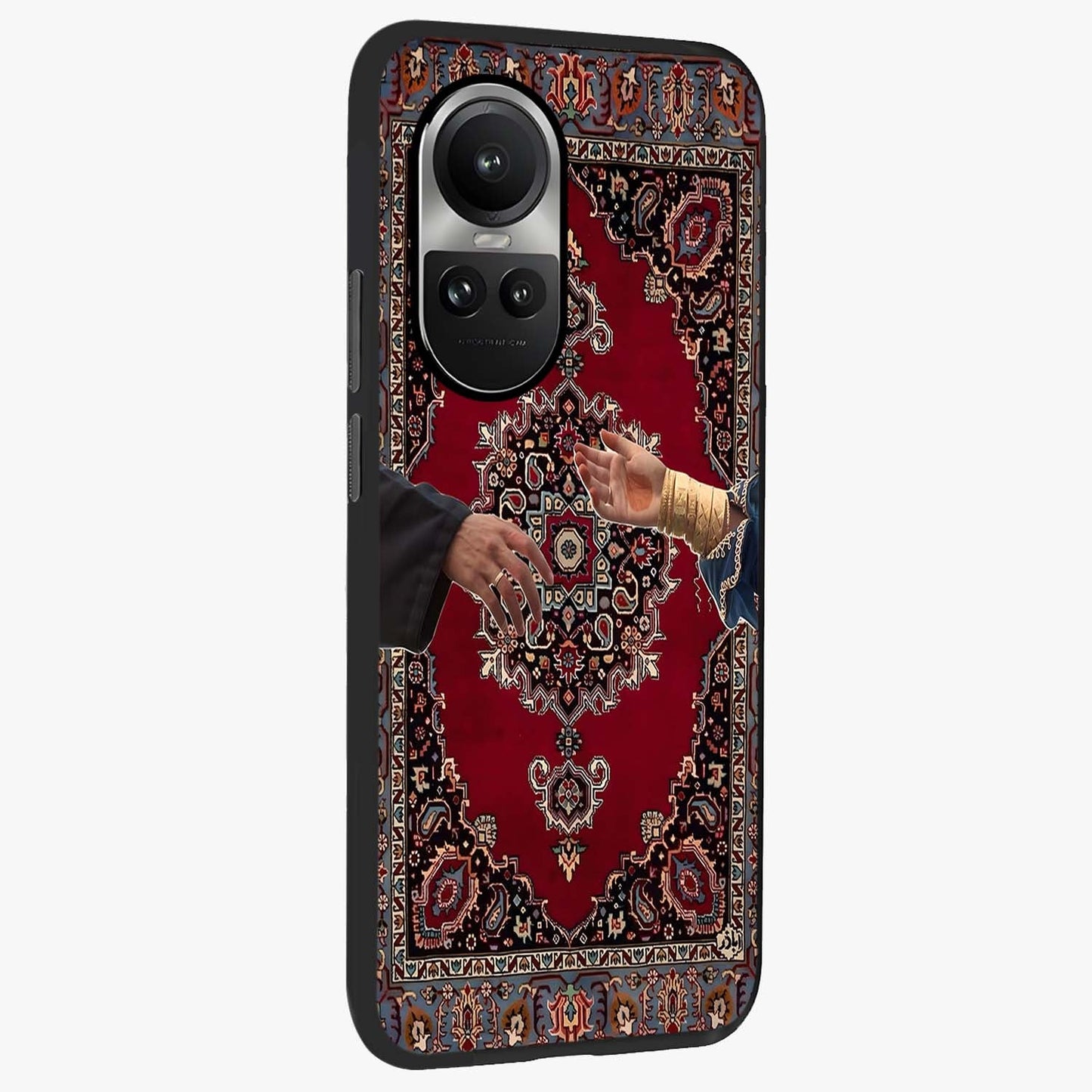 Royal Touch Reach Glass Case upright view showcasing stylish royal inspired artwork with graceful theme.