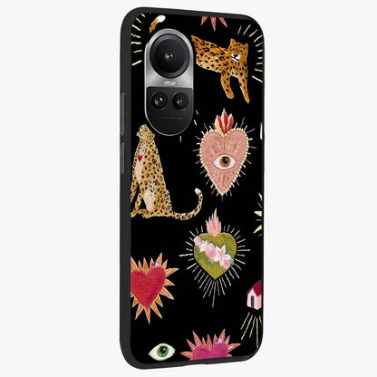 Sacred Jungle Heart Glass Case upright view showcasing vibrant jungle artwork with symbolic heart theme.