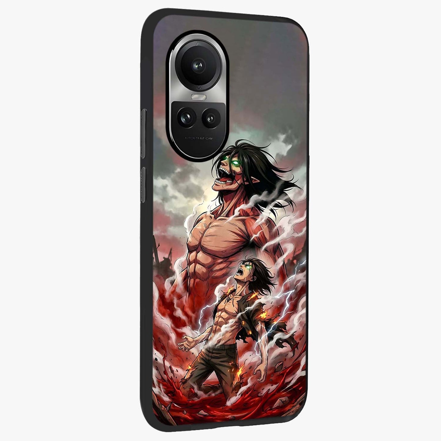 Titan Awakening Fury Glass Case upright view showcasing intense titan artwork with epic fantasy theme.