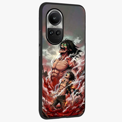 Titan Awakening Fury Glass Case upright view showcasing intense titan artwork with epic fantasy theme.