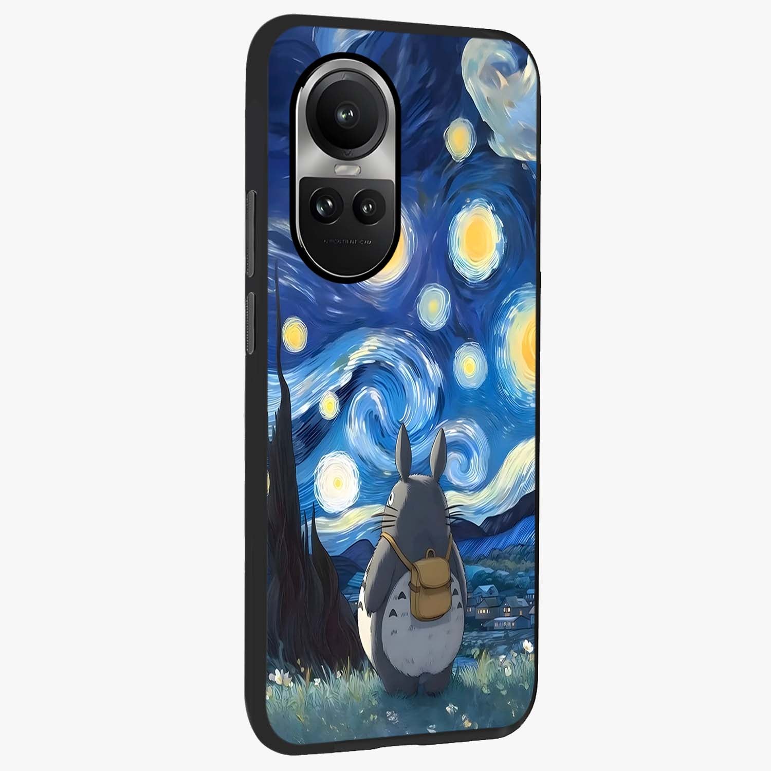 Totoro In Van Gogh Art Glass Case upright view showcasing creative character artwork with painterly artistic theme.