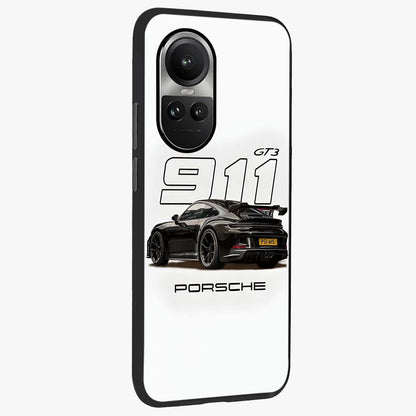 Turbo Legacy Icon Glass Case upright view showcasing bold racing inspired artwork with classic car theme.