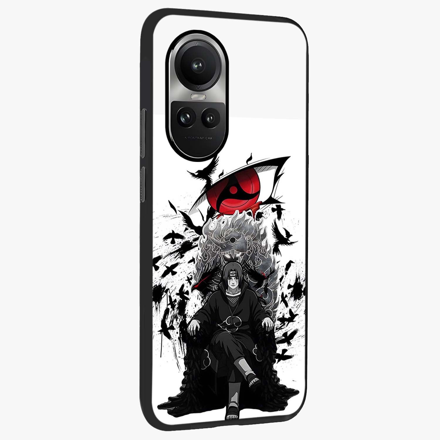 Uchiha Shadow Throne Glass Case upright view showcasing magical underwater galaxy artwork with vibrant cosmic theme.
