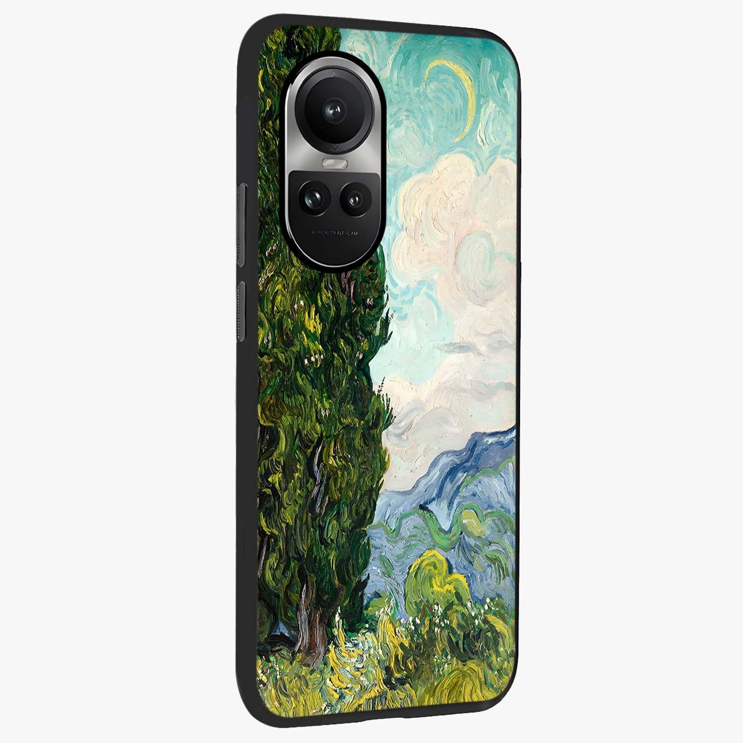 Van Gogh Vintage Art Glass Case upright view showcasing elegant vintage painting artwork with artistic heritage theme.
