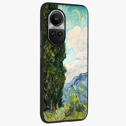 Van Gogh Vintage Art Glass Case upright view showcasing elegant vintage painting artwork with artistic heritage theme.