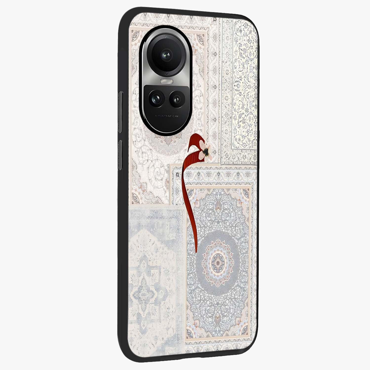 White Aesthetic Bow Glass Case upright view showcasing delicate ribbon bow artwork with cute minimalist theme.