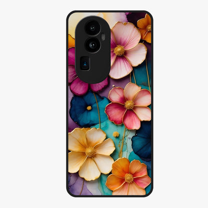 Artlyn Grace Flower Pattern Glass Case showing flat back view with elegant floral pattern artwork and glossy glass finish.