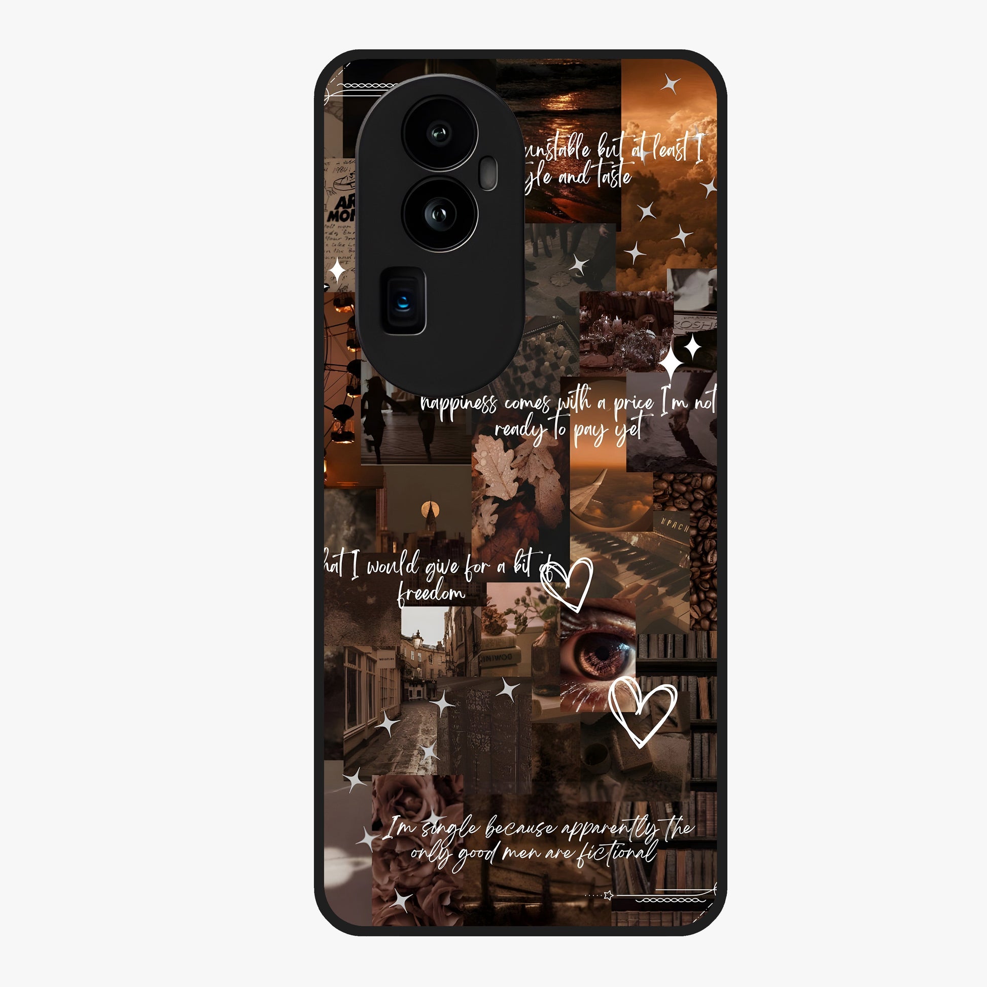 Bittersweet Aesthetic Chaos Glass Case showing flat back view with artistic chaotic aesthetic design and glossy glass finish.