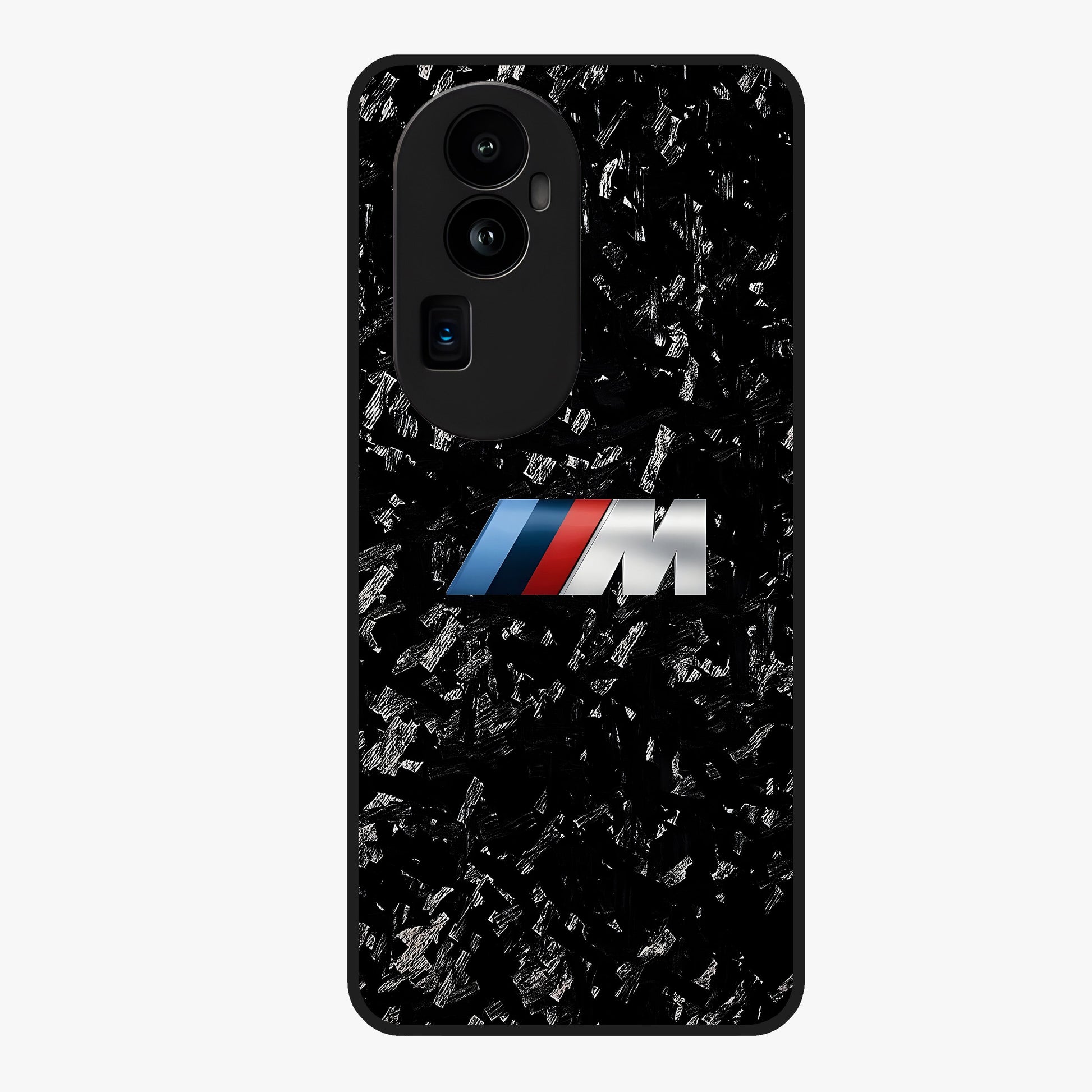 Carbon Speed Mark Glass Case showing flat back view with sporty carbon pattern artwork and glossy glass finish.