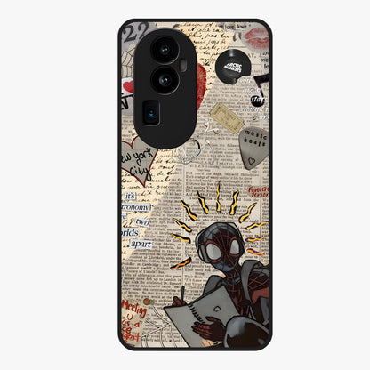 City Dream Sketch Glass Case showing flat back view with artistic city skyline sketch artwork and glossy glass finish.