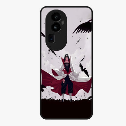 Crimson Crow Ascension Glass Case showing flat back view with mystical crow artwork and glossy glass finish.