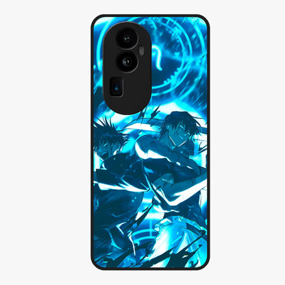Cursed Energy Clash Glass Case showing flat back view with intense cursed energy artwork and glossy glass finish.