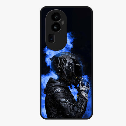 Cyber Sentinel Protocol Glass Case showing flat back view with futuristic cyber themed artwork and glossy glass finish.