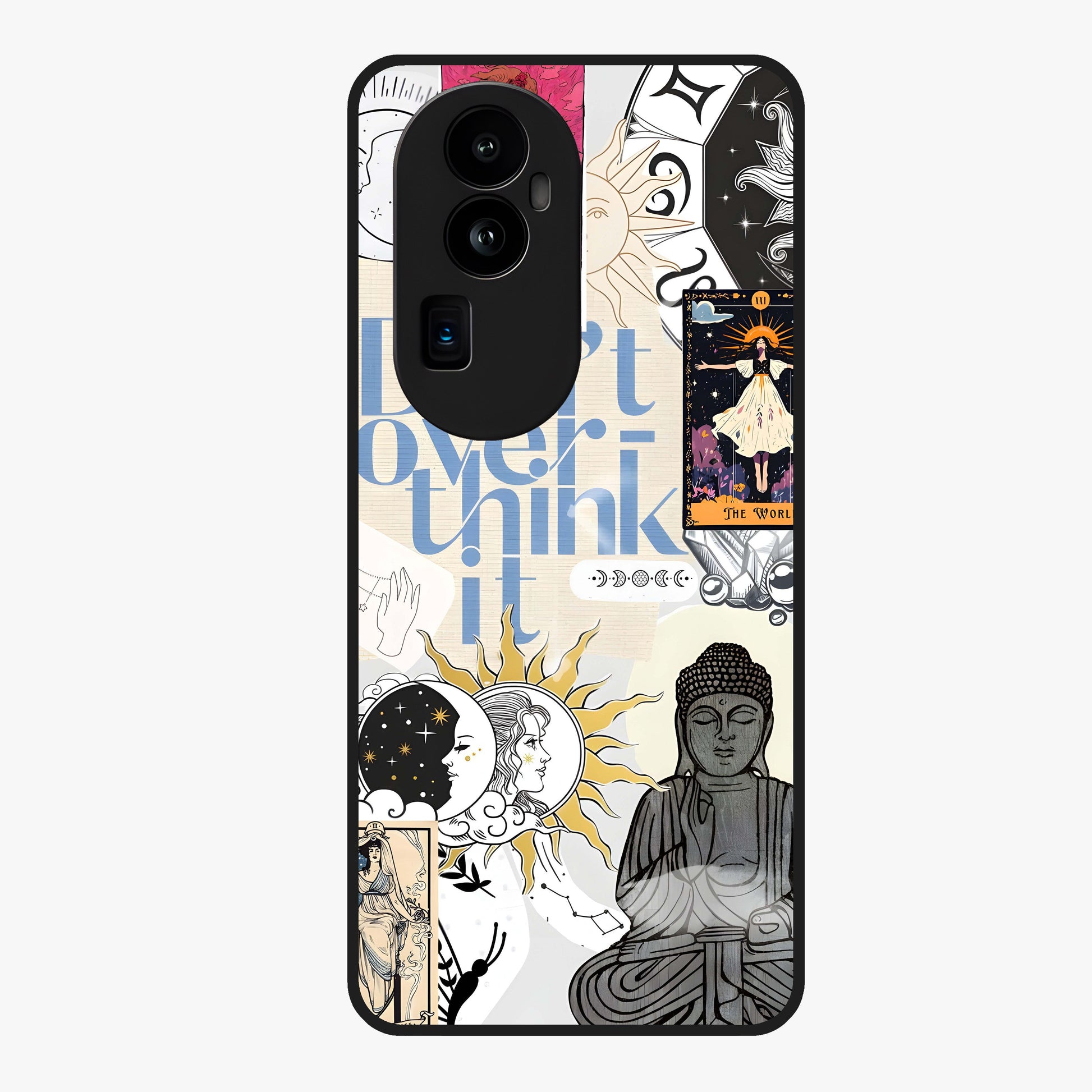 Ethereal Thoughts Glass Case showing flat back view with dreamy artistic artwork and glossy glass finish.