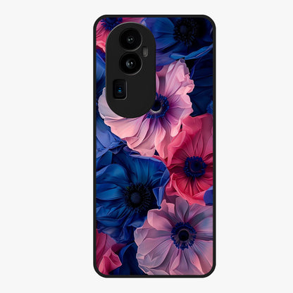 Flower Paper Art Pattern Glass Case showing flat back view with paper cut style floral artwork and glossy glass finish.