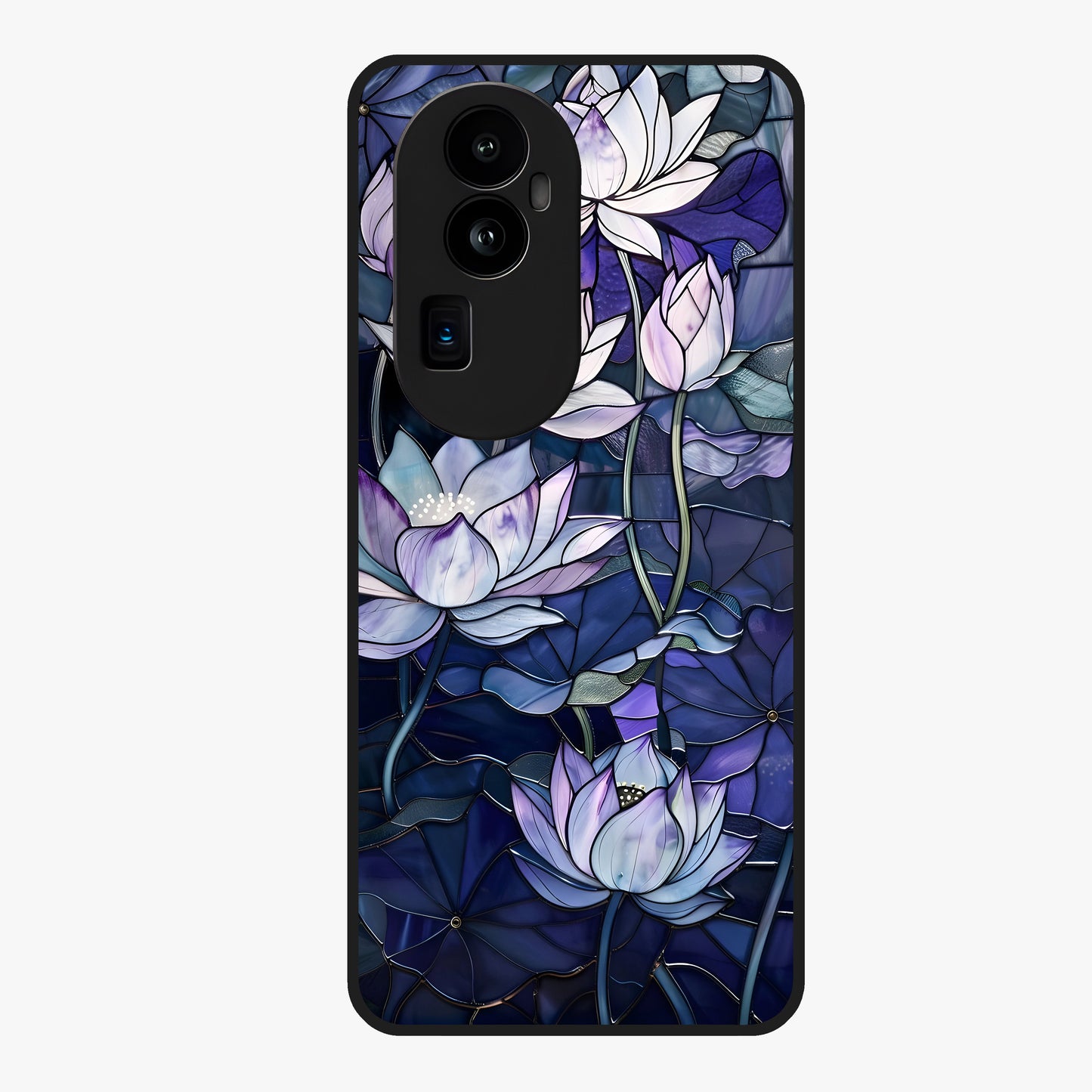 Gloss Petal Rush Glass Case showing flat back view with glossy flower petal artwork and smooth glass finish.