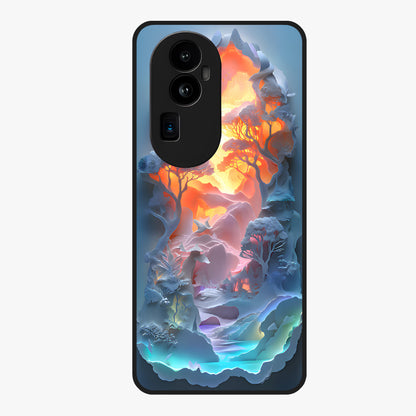 Glow Forest Portal Glass Case showing flat back view with glowing forest portal artwork and glossy glass finish.