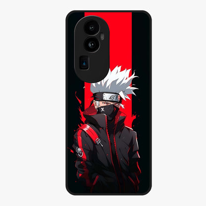Kakashi Scarlet Shadow Glass Case showing flat back view with powerful anime ninja artwork and glossy glass finish.