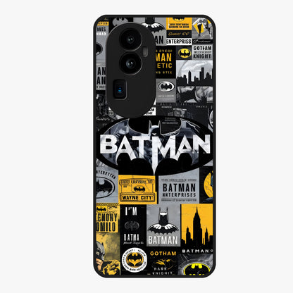 Knight Gotham Rise Glass Case showing flat back view with dark hero inspired artwork and glossy glass finish.
