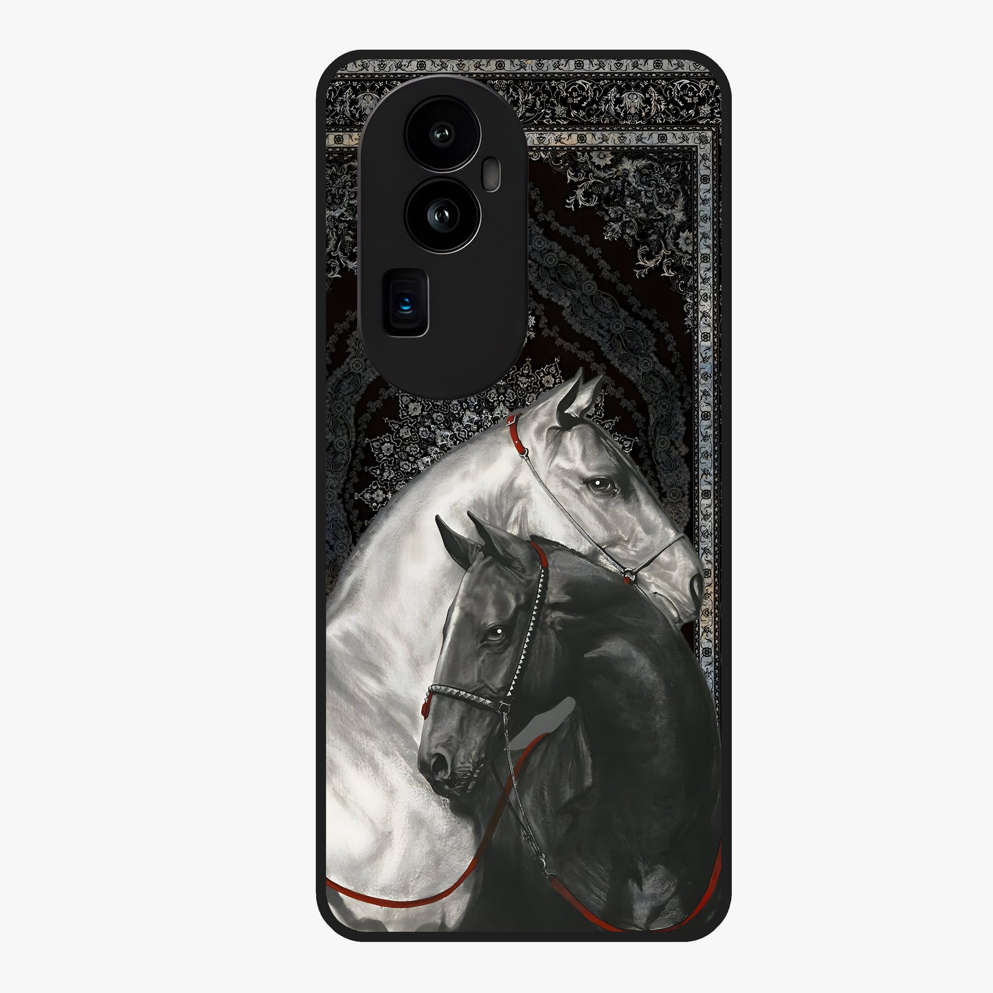 Majestic Ride Legacy Glass Case showing flat back view with powerful automotive inspired artwork and glossy glass finish.