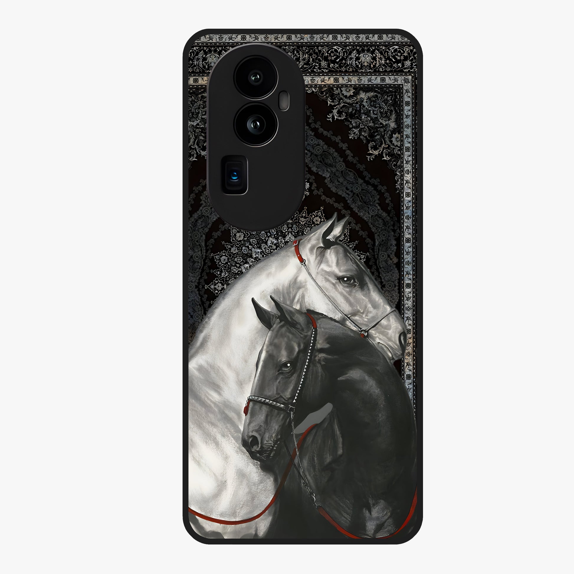 Majestic Ride Legacy Glass Case showing flat back view with powerful automotive inspired artwork and glossy glass finish.