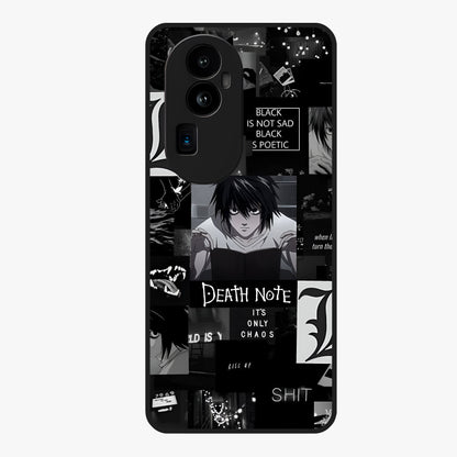 Midnight Chaos Mind Glass Case showing flat back view with abstract dark themed artwork and glossy glass finish.