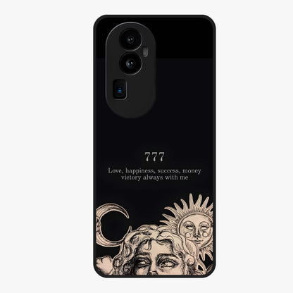 Mystic Victory Aura Glass Case showing flat back view with victory symbol artwork and glossy glass finish.