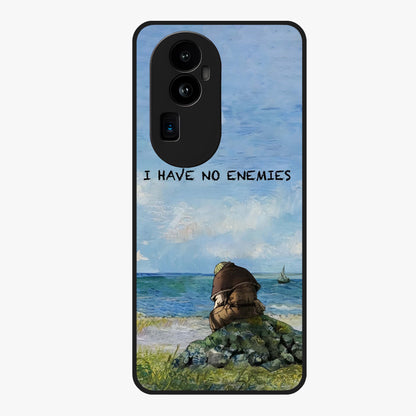 Peace Beyond War Glass Case showing flat back view with symbolic peace themed artwork and glossy glass finish.
