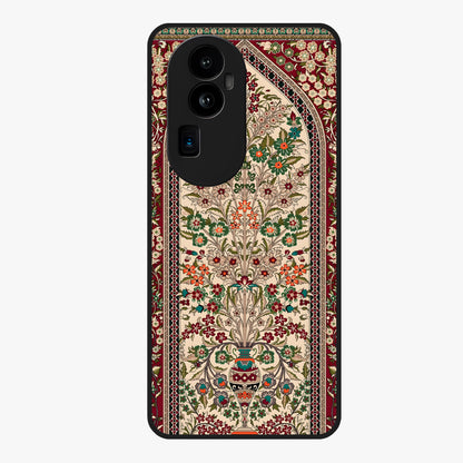 Persian Inspired Glass Case showing flat back view with ornate Persian style pattern artwork and glossy glass finish.