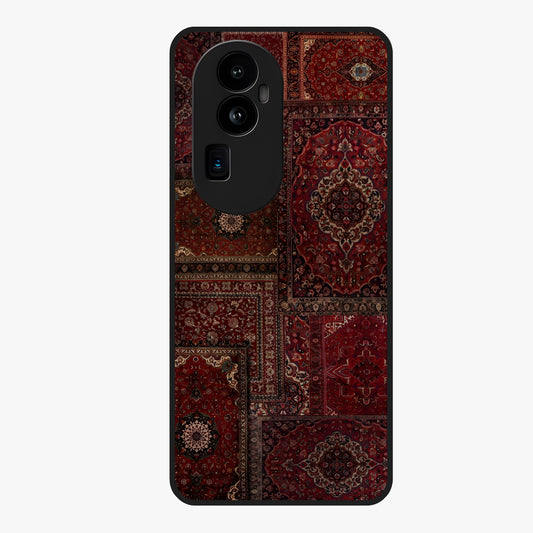 Persian Velvet Tale Glass Case showing flat back view with luxurious Persian velvet pattern artwork and glossy glass finish.