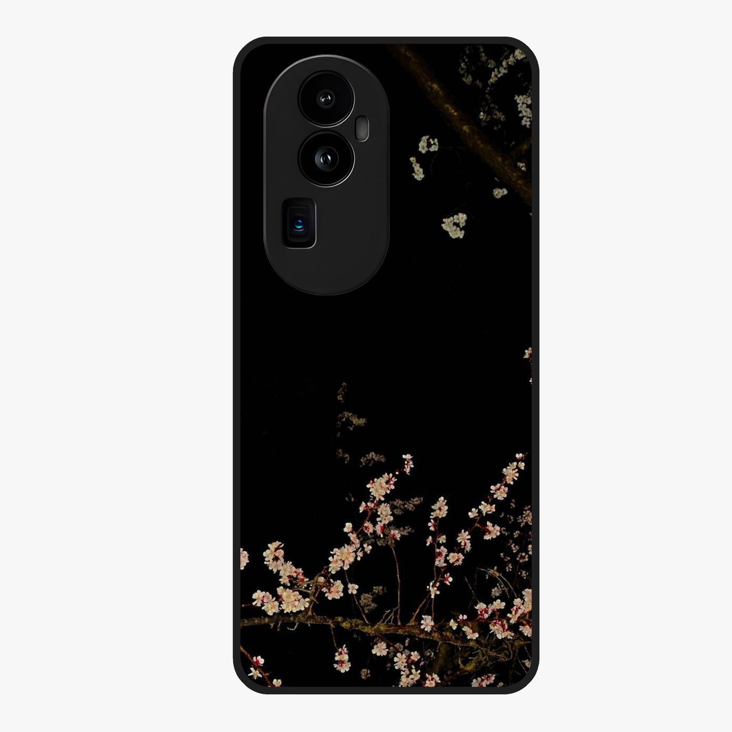 Petal Moon Light With Custom Name Glass Case showing flat back view with floral moonlight artwork and personalized name design.