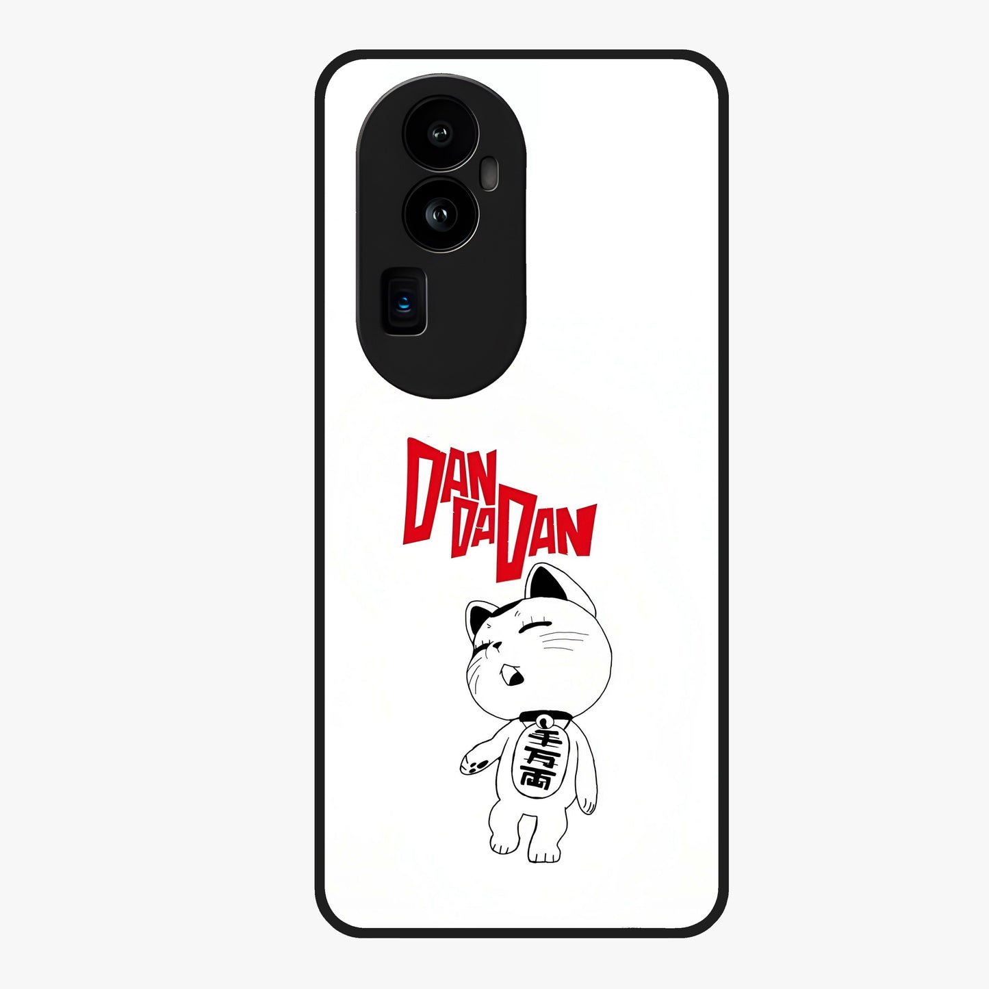 Playful Spirit Charm Glass Case showing flat back view with cheerful charm themed artwork and glossy glass finish.