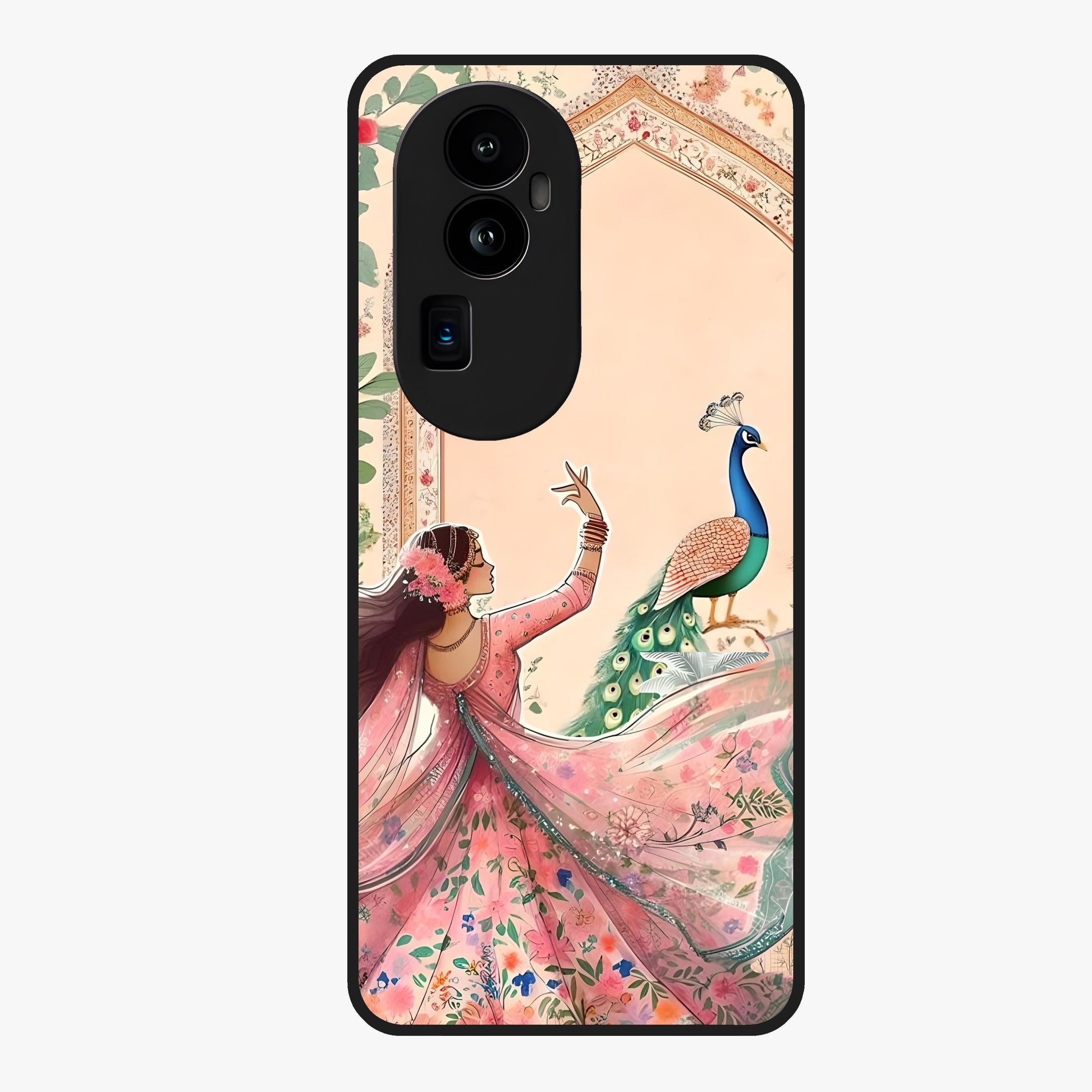Royal Grace Muse Glass Case showing flat back view with elegant artistic artwork and glossy glass finish.