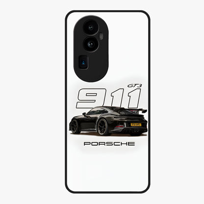 Turbo Legacy Icon Glass Case showing flat back view with iconic sports car inspired artwork and glossy glass finish.