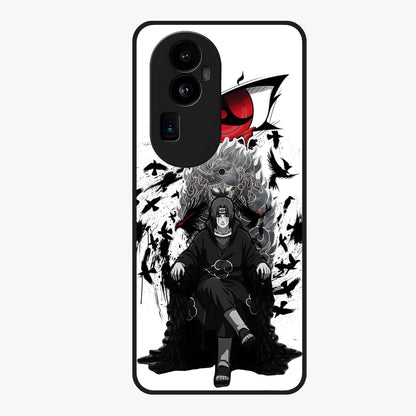 Uchiha Shadow Throne Glass Case showing flat back view with cosmic underwater themed artwork and glossy glass finish.