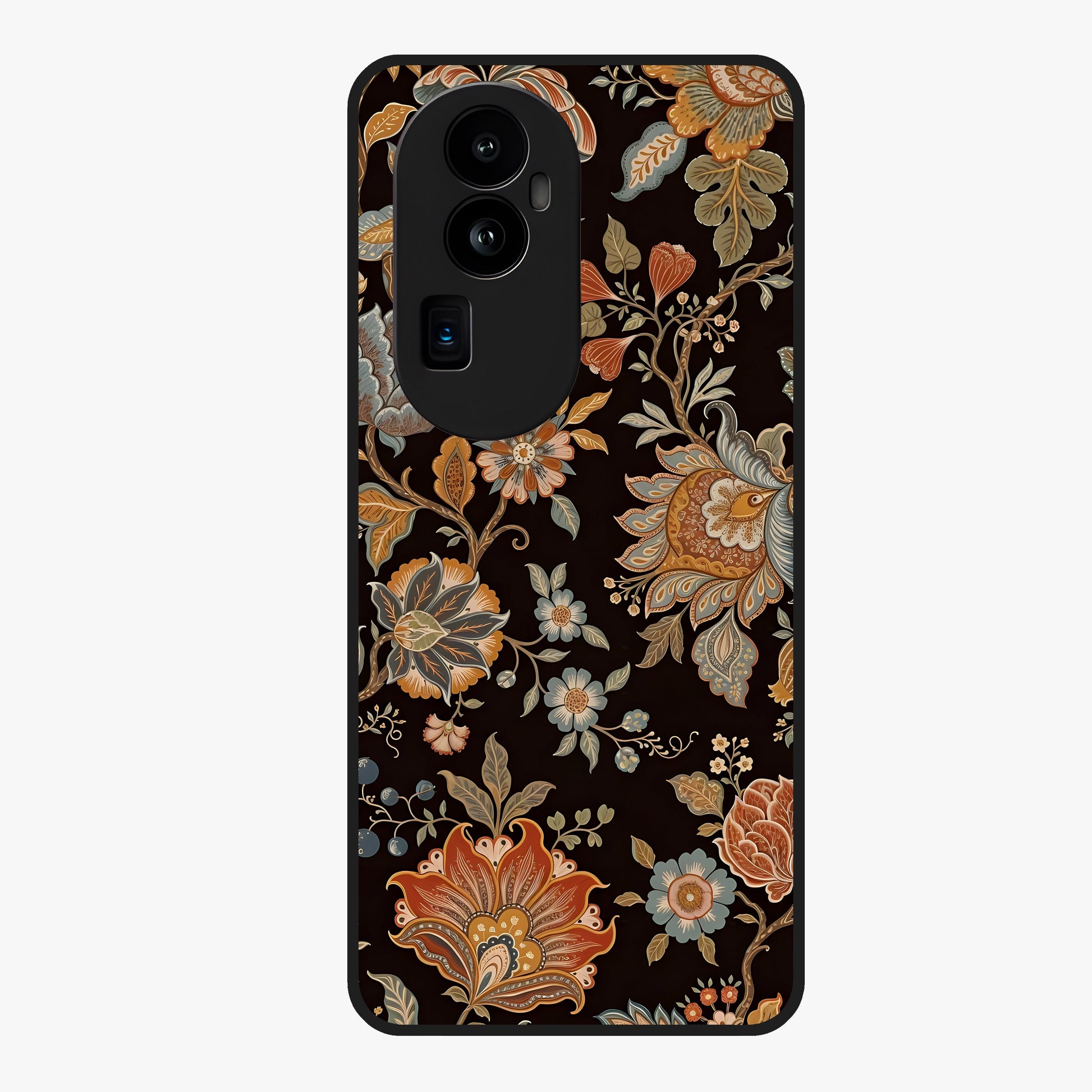 Vintage Floral Dream Glass Case showing flat back view with classic floral artwork and glossy glass finish.