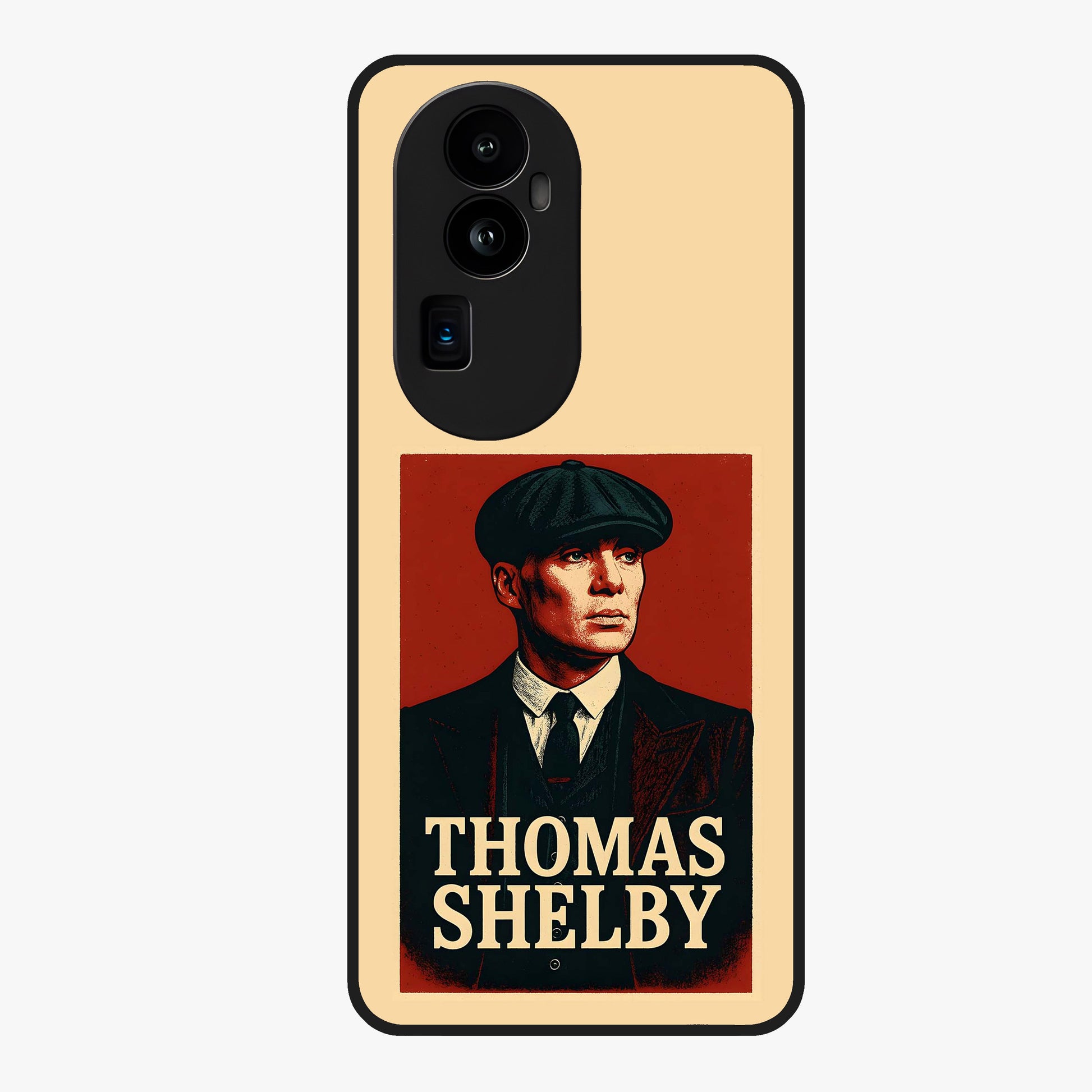 Vintage Mafia Authority Glass Case showing flat back view with bold vintage mafia inspired artwork and glossy glass finish.