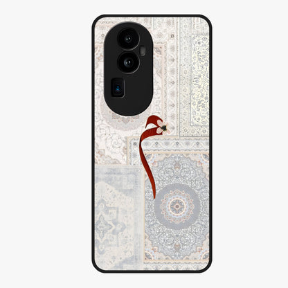 White Aesthetic Bow Glass Case showing flat back view with minimal bow artwork and glossy glass finish.