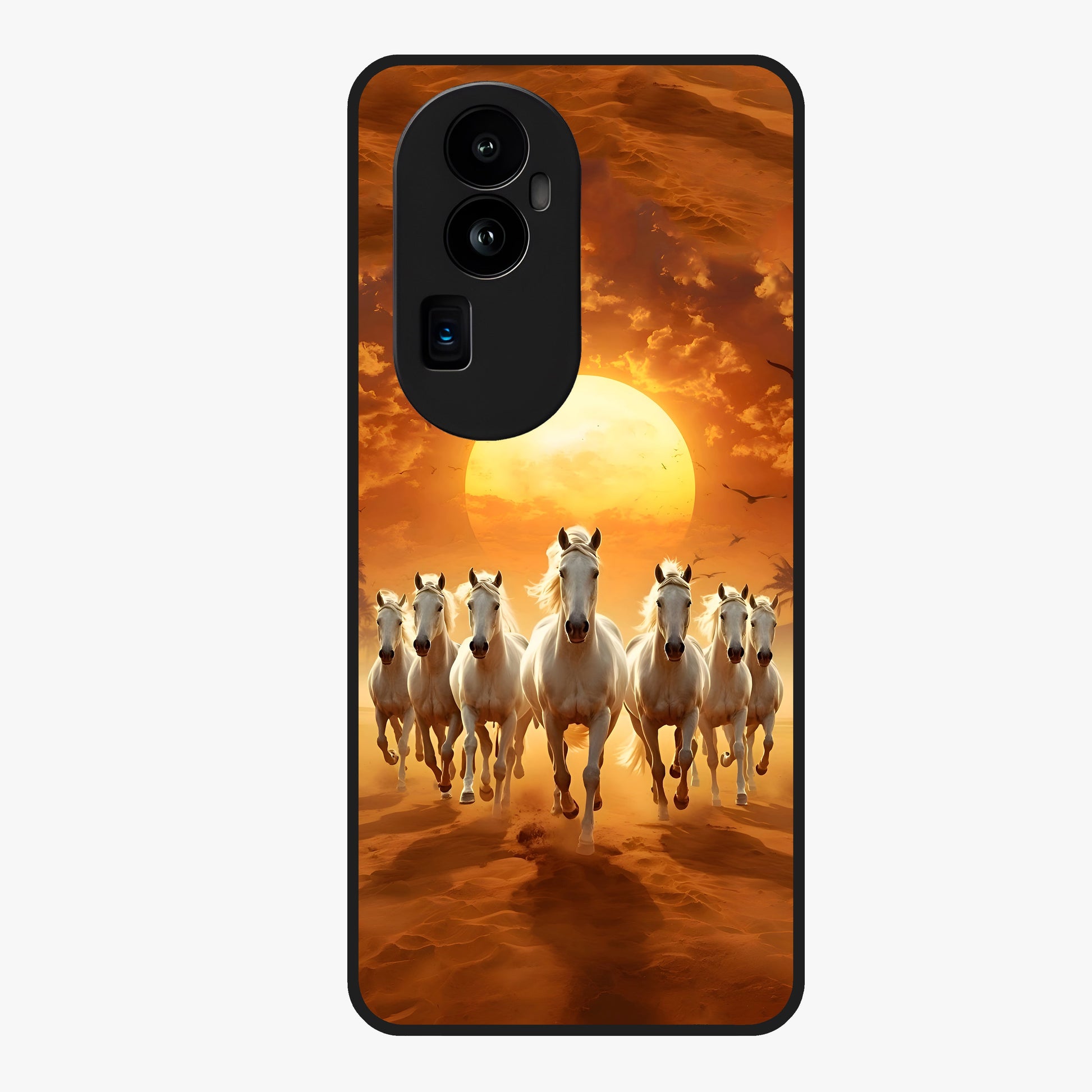 Wild Sunset Majesty Glass Case showing flat back view with majestic sunset landscape artwork and glossy glass finish.